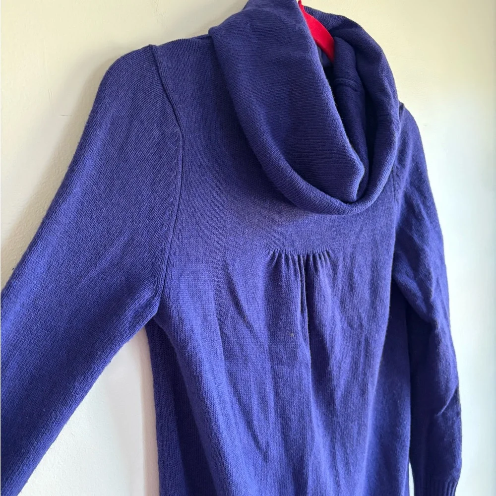 Banana Republic Cashmere Blend Blue Cowl Neck Sweater Dress Size XS